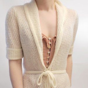 vintage EXPRESS wrap tie button up cardigan mohair wool shawl sweater